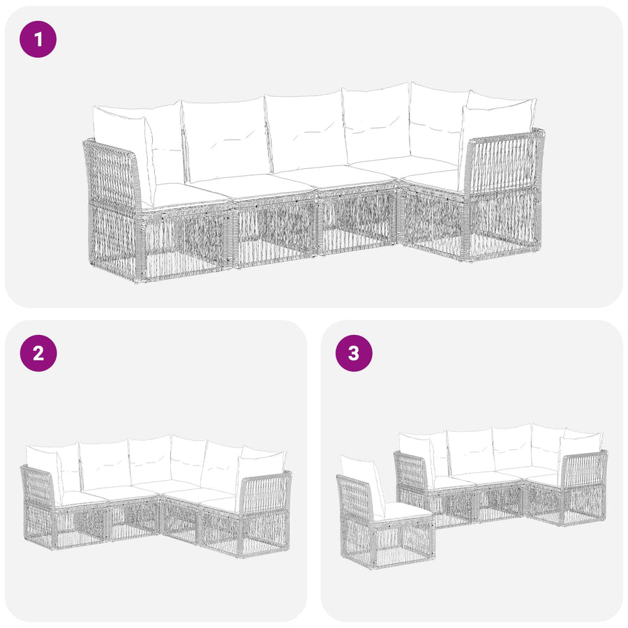 Tuinbankenset 5 pcs Grijs poly rattan