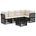 Garden Bench Set 6 pcs Black poly rattan