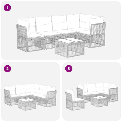 Tuinbankenset 6 pcs Zwart poly rattan