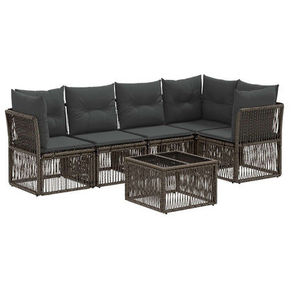 Tuinbankenset 6 pcs Grijs poly rattan