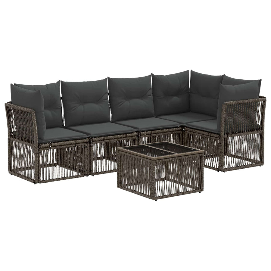 Tuinbankenset 6 pcs Grijs poly rattan