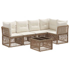 Garden bench set 6 pcs Beige poly rattan