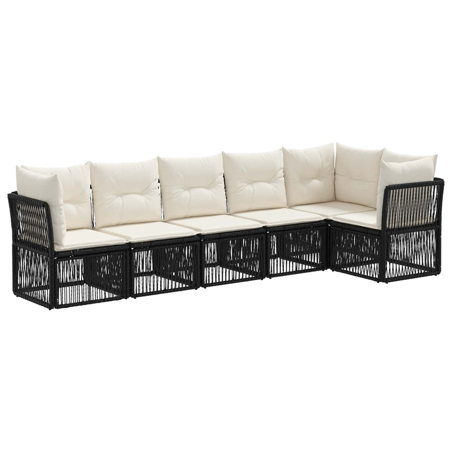 Tuinbankenset 6 pcs Zwart poly rattan