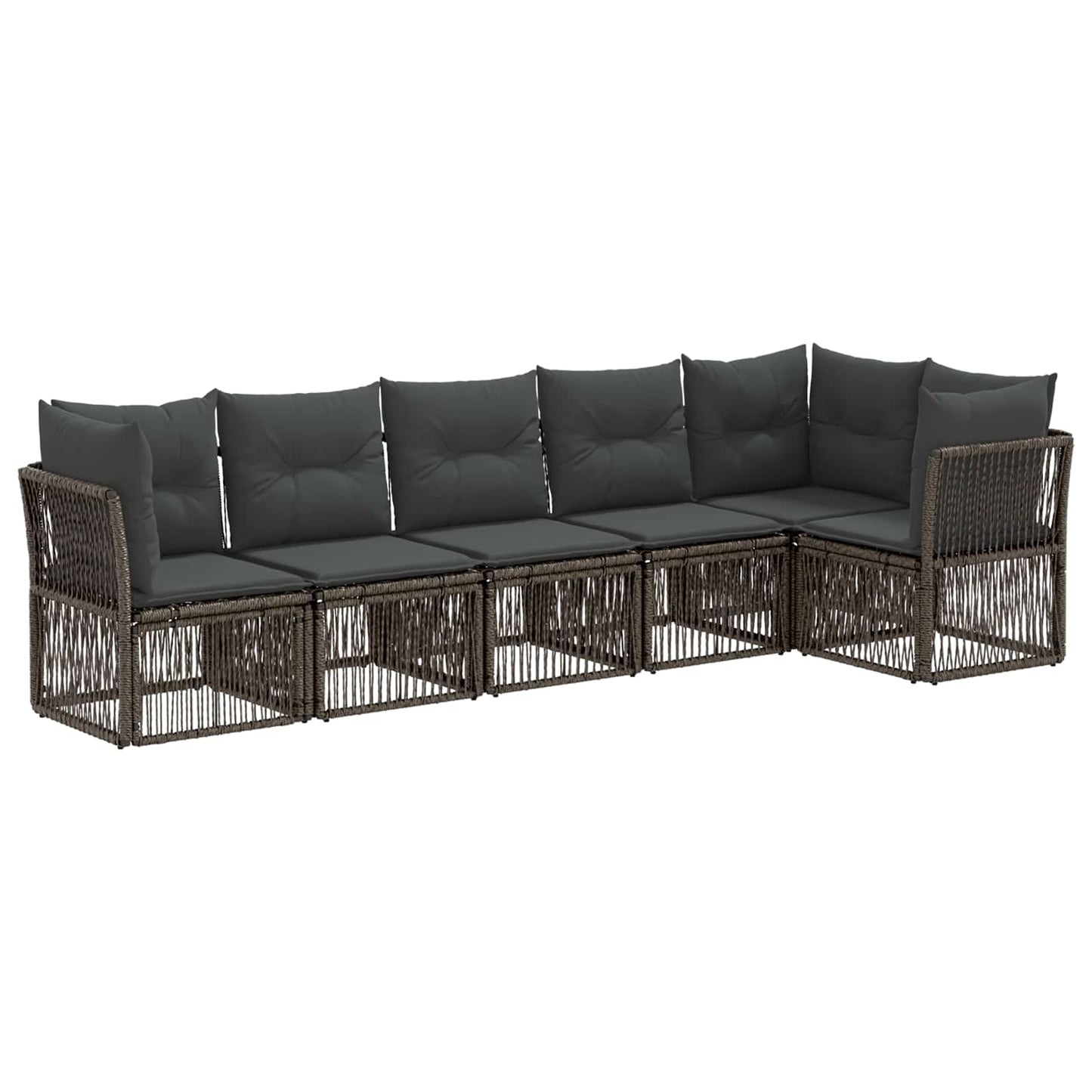 Tuinbankenset 6 pcs Grijs poly rattan
