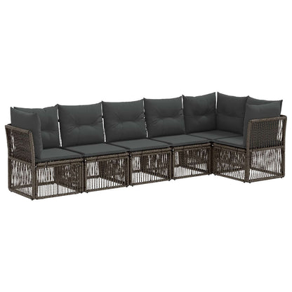 Tuinbankenset 6 pcs Grijs poly rattan