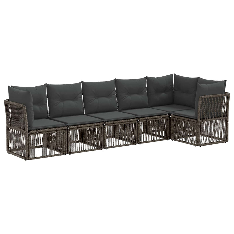 Tuinbankenset 6 pcs Grijs poly rattan