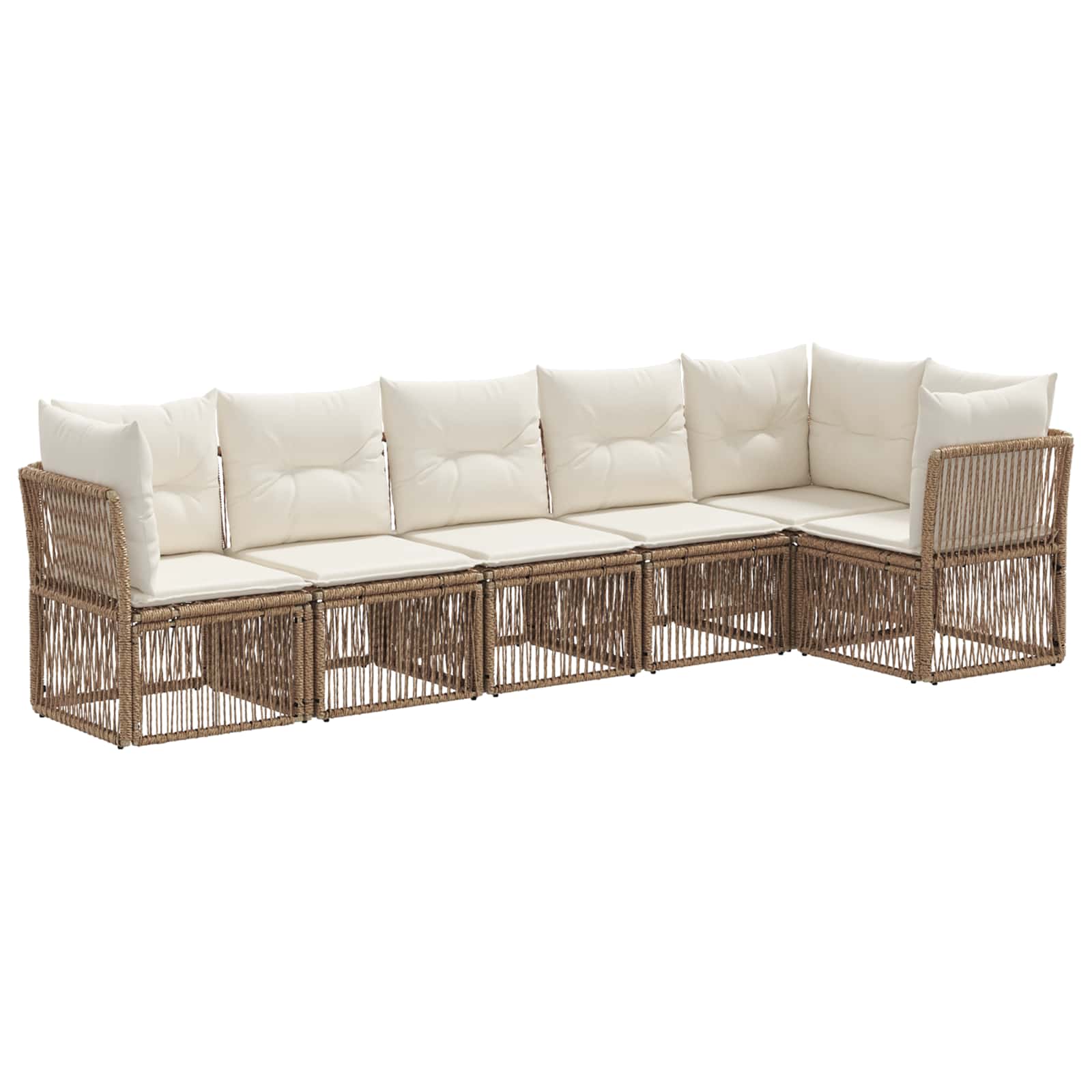 Tuinbankenset 6 pcs Beige poly rattan