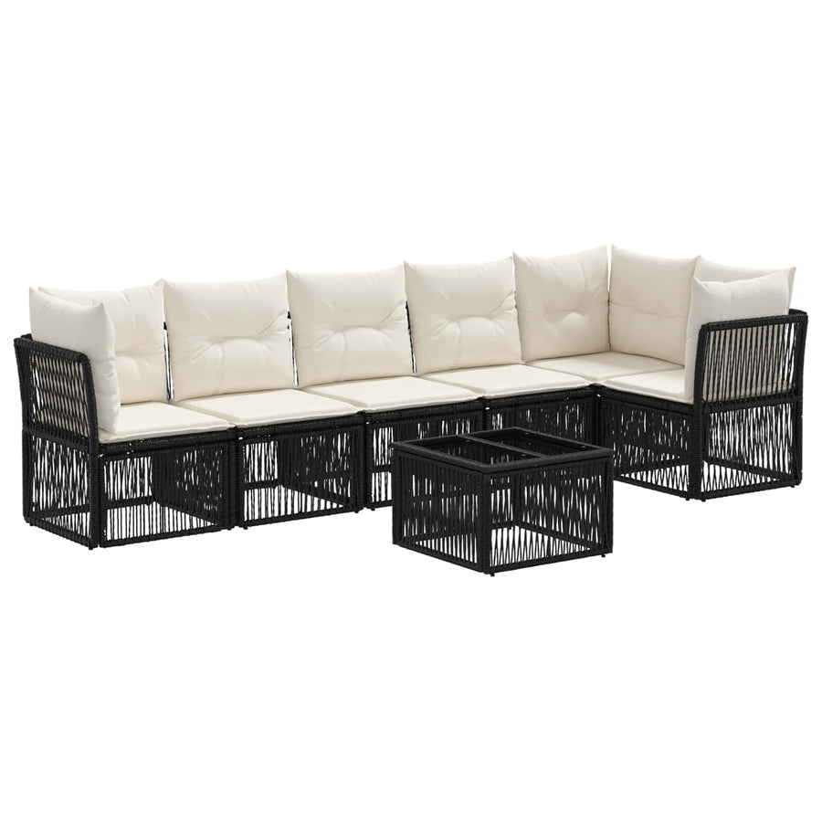 Tuinbankenset 7 pcs Zwart poly rattan