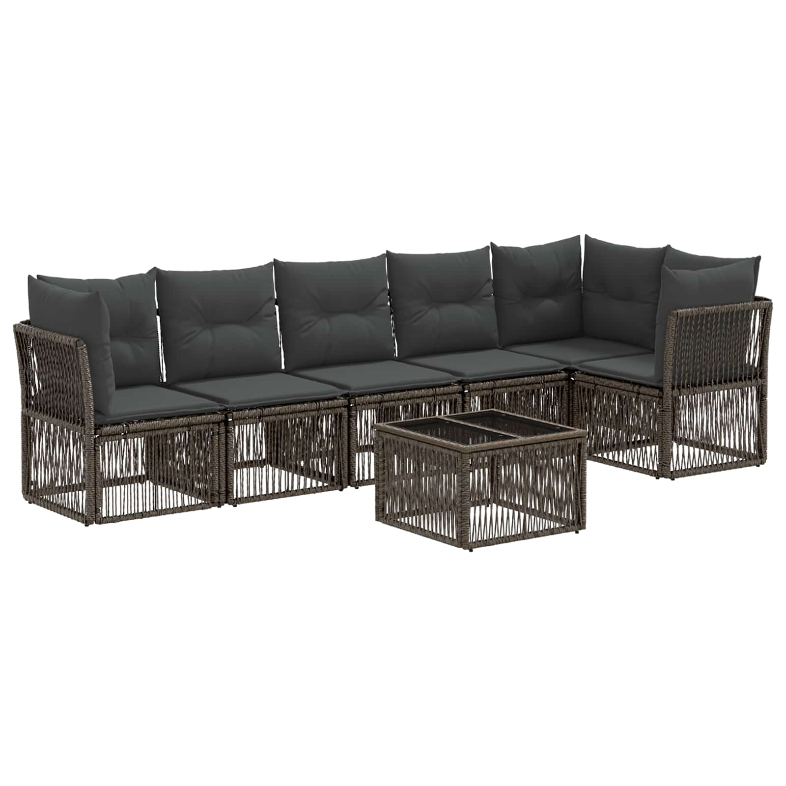 Tuinbankenset 7 pcs Grijs poly rattan