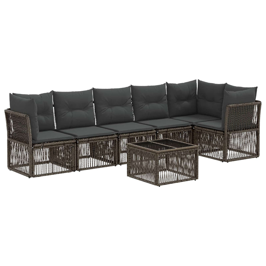 Tuinbankenset 7 pcs Grijs poly rattan