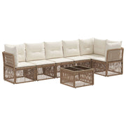 Tuinbankenset poly rattan beige 6 zitplaatsen