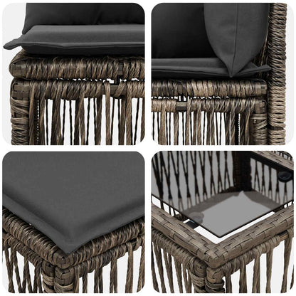 Tuinbankenset 6 pcs Grijs poly rattan