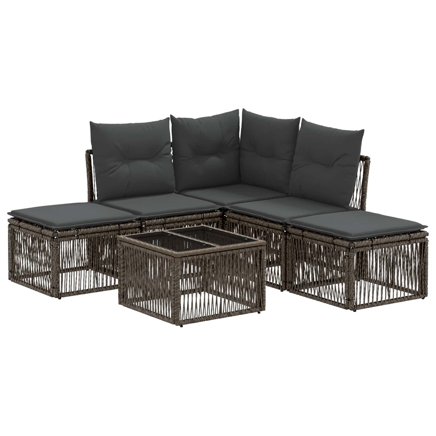 Tuinbankenset 6 pcs Grijs poly rattan
