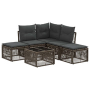 Tuinbankenset poly rattan grijs 6-delig