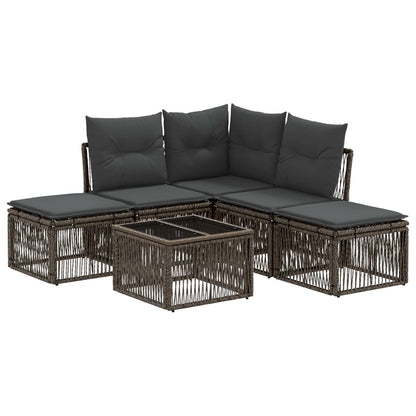 Tuinbankenset 6 pcs Grijs poly rattan