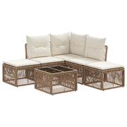 Tuinbankenset poly rattan beige 5 zitplaatsen