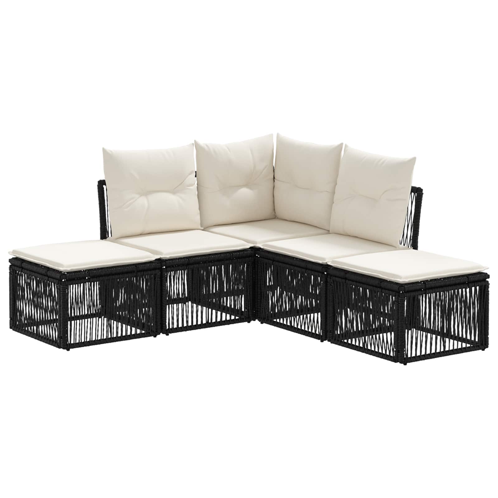 Tuinbankenset 5 pcs Zwart poly rattan