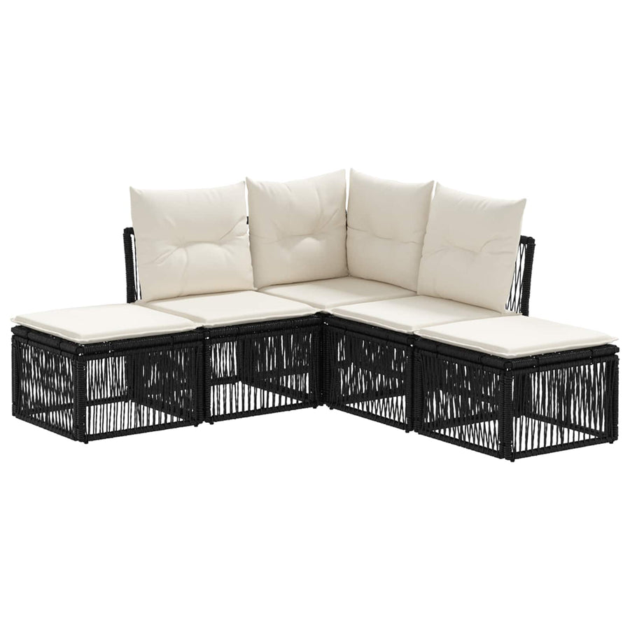Tuinbankenset 5 pcs Zwart poly rattan