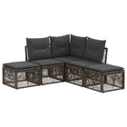 Tuinbankenset poly rattan grijs 5-delig