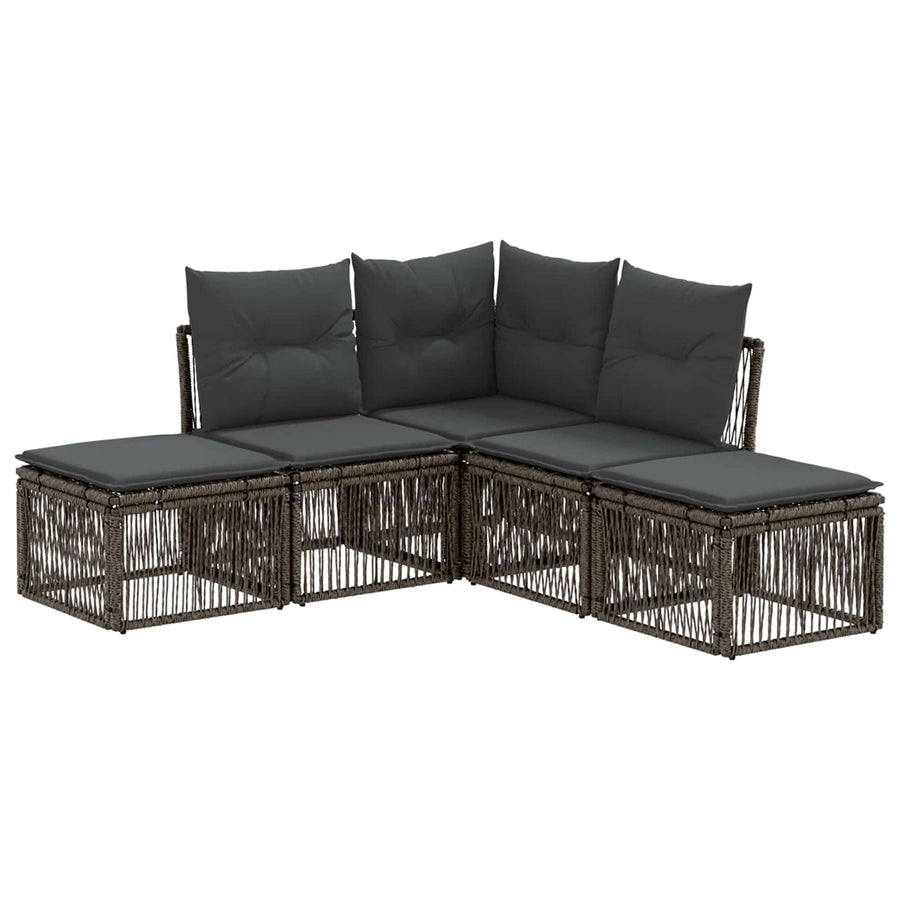 Tuinbankenset 5 pcs Grijs poly rattan