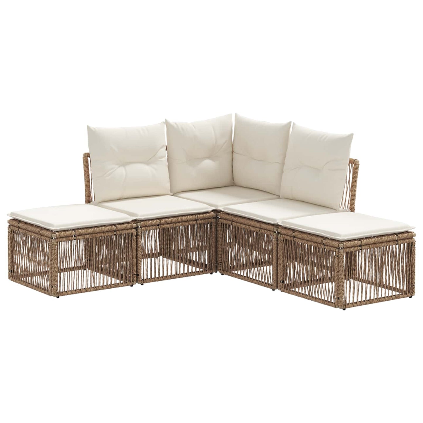 Tuinbankenset 5 pcs Beige poly rattan