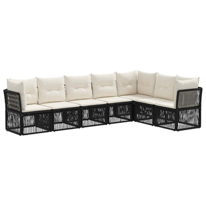 Tuinbankenset 7 pcs Zwart poly rattan