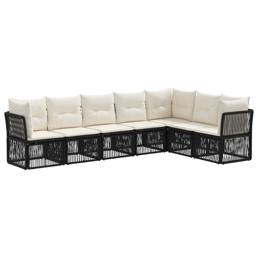 Tuinbankenset 7 pcs Zwart poly rattan