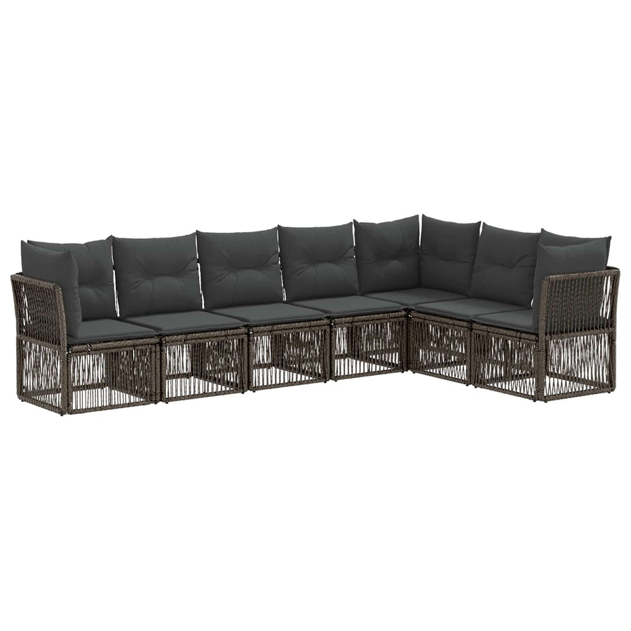 Tuinbankenset 7 pcs Grijs poly rattan