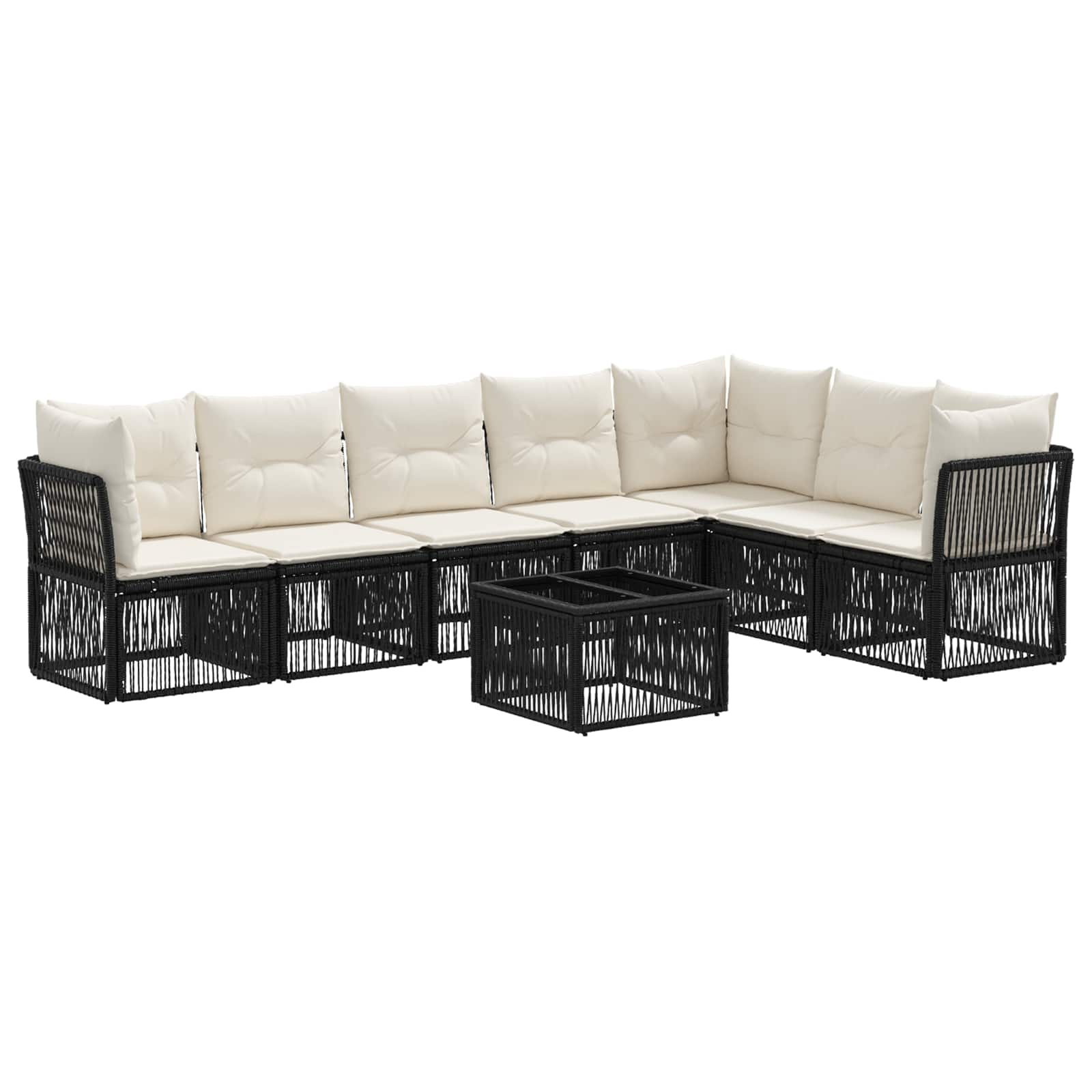 Tuinbankenset 8 pcs Zwart poly rattan