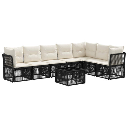 Tuinbankenset 8 pcs Zwart poly rattan