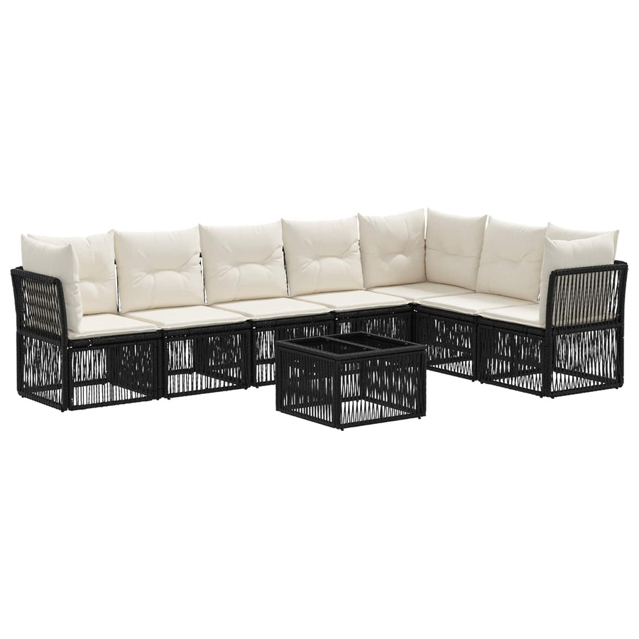 Tuinbankenset 8 pcs Zwart poly rattan