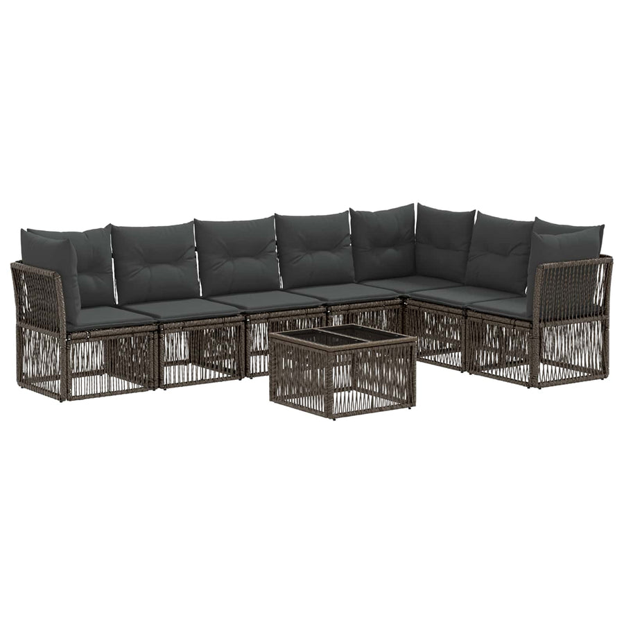 Tuinbankenset 8 pcs Grijs poly rattan