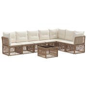 Tuinbankenset 8-delig poly rattan beige
