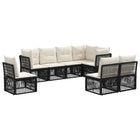 Tuinbankenset 8 personen poly rattan zwart