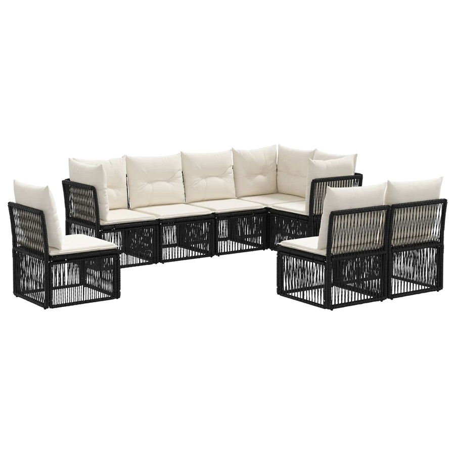Tuinbankenset 8 pcs Zwart poly rattan