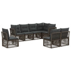 Tuinbankenset 8 personen poly rattan grijs