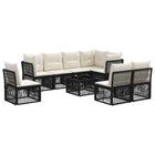 Garden Bench Set 9 pcs Black poly rattan