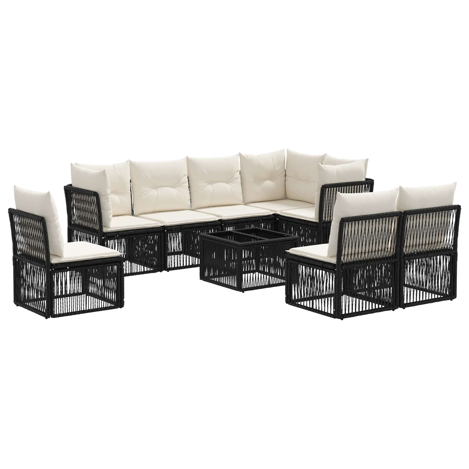 Tuinbankenset 9 pcs Zwart poly rattan