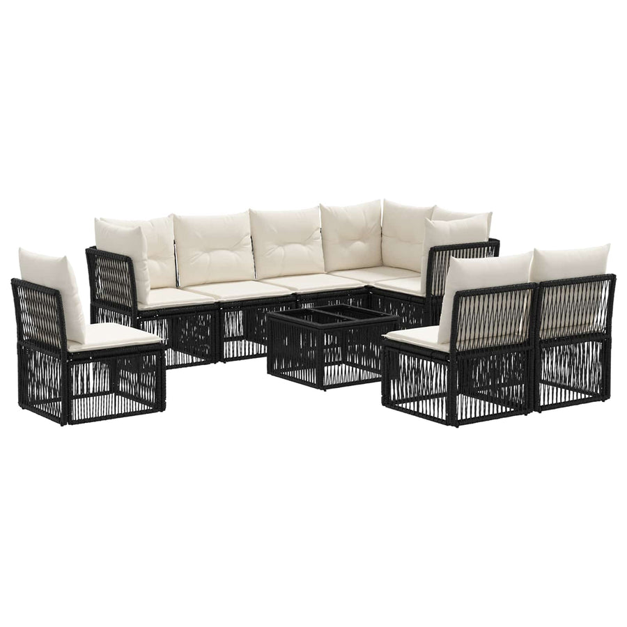 Tuinbankenset 9 pcs Zwart poly rattan
