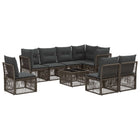 Garden Lounge Set 9 pcs Grey poly rattan