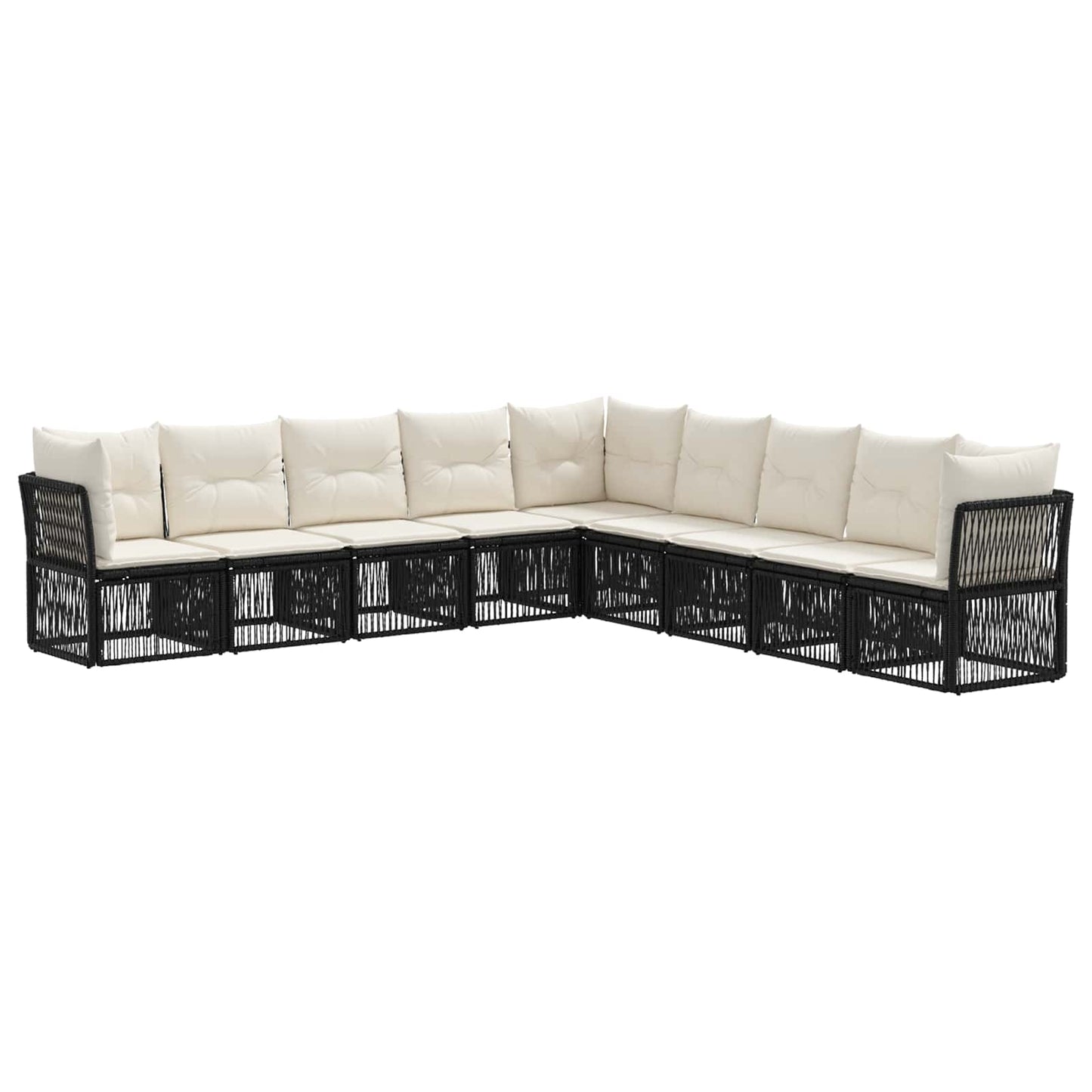 Tuinbankenset 9 pcs Zwart poly rattan