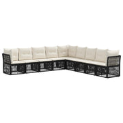 Tuinbankenset poly rattan zwart 9 persoons