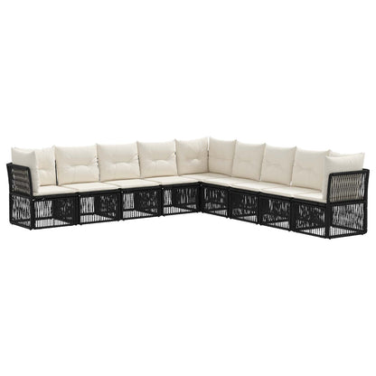 Tuinbankenset 9 pcs Zwart poly rattan