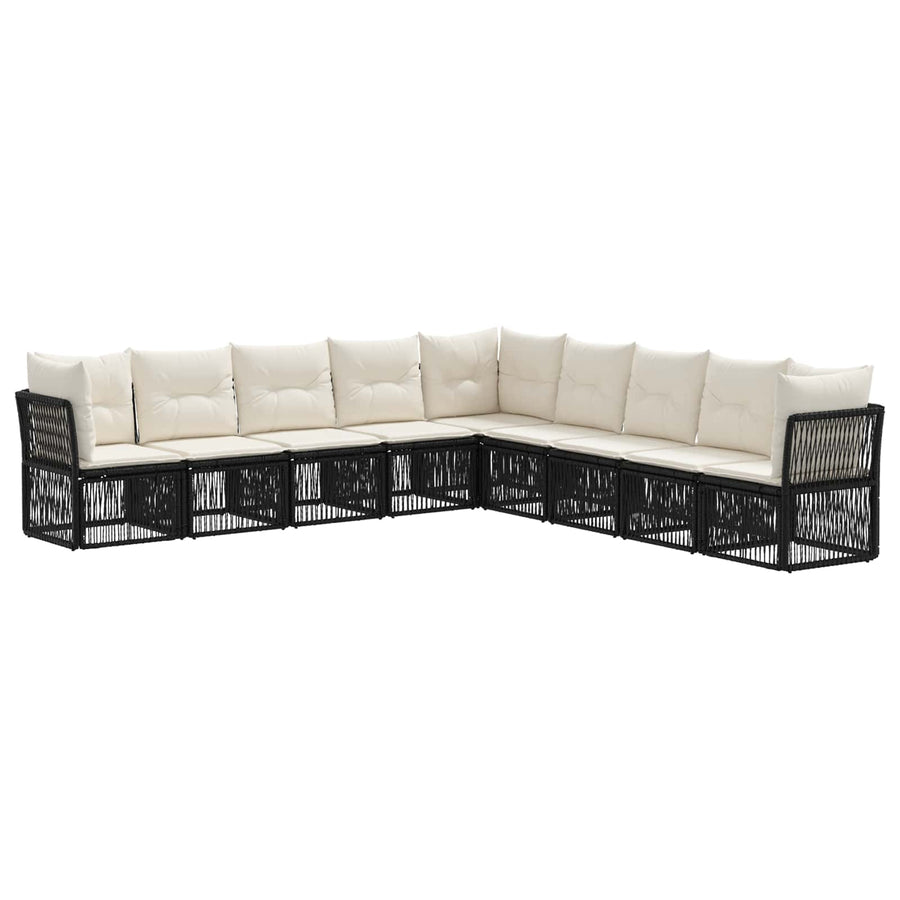Tuinbankenset 9 pcs Zwart poly rattan