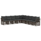 Tuinbankenset poly rattan grijs 9-delig