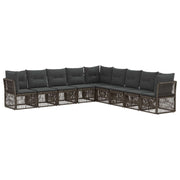 Tuinbankenset poly rattan grijs 9-delig