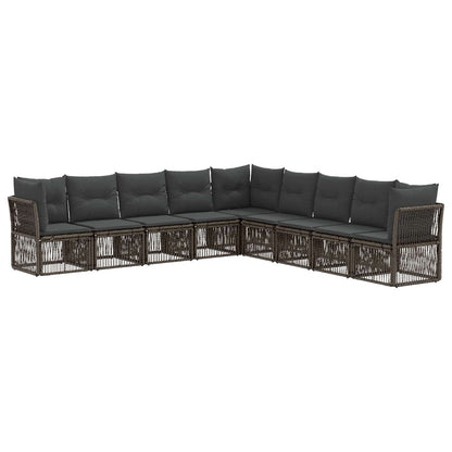 Tuinbankenset 9 pcs Grijs poly rattan