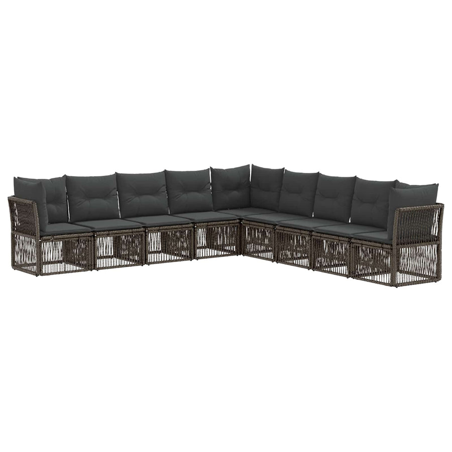 Tuinbankenset 9 pcs Grijs poly rattan