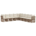 Tuinbankenset 9 personen poly rattan beige