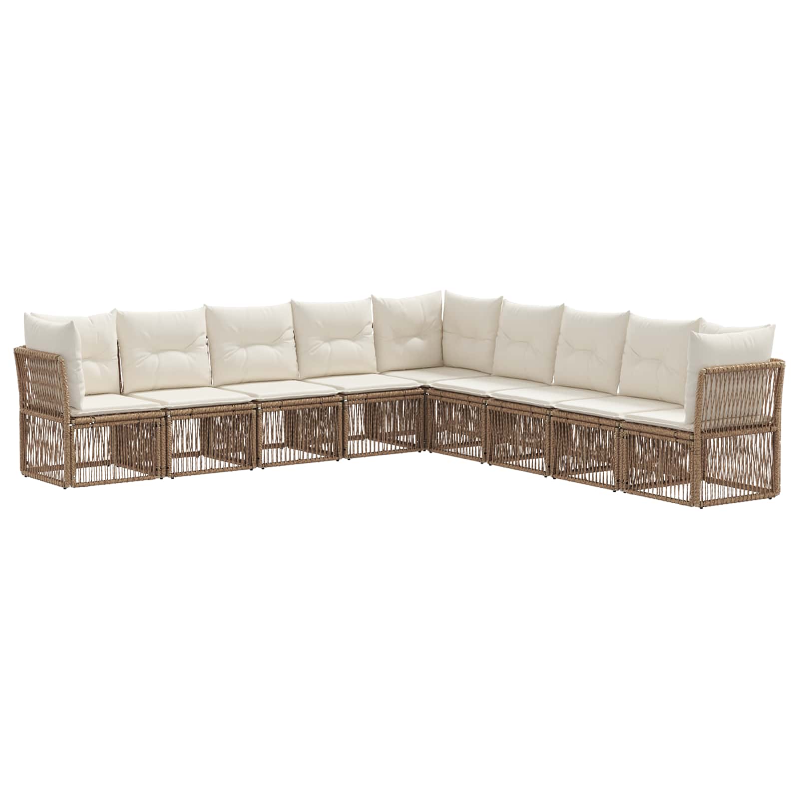 Tuinbankenset 9 pcs Beige poly rattan